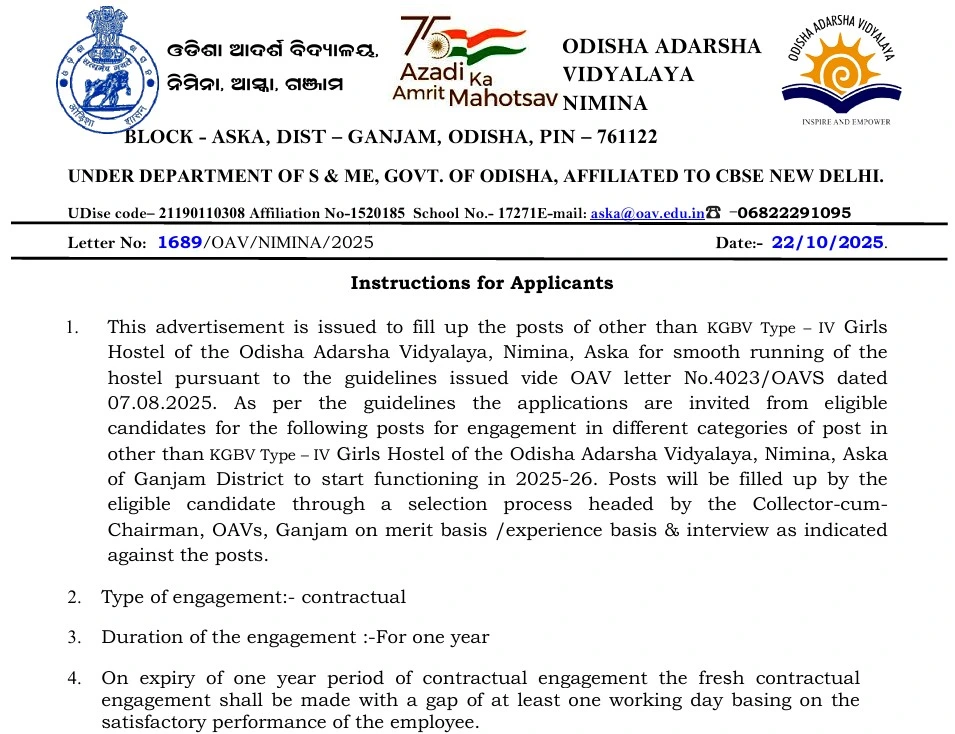 Odisha Adarsha Vidyalaya Recruitment