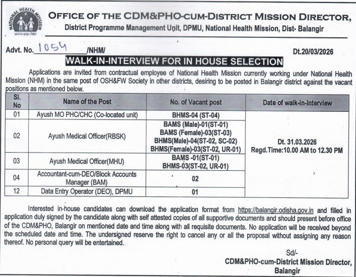 NHM Balangir Recruitmnt