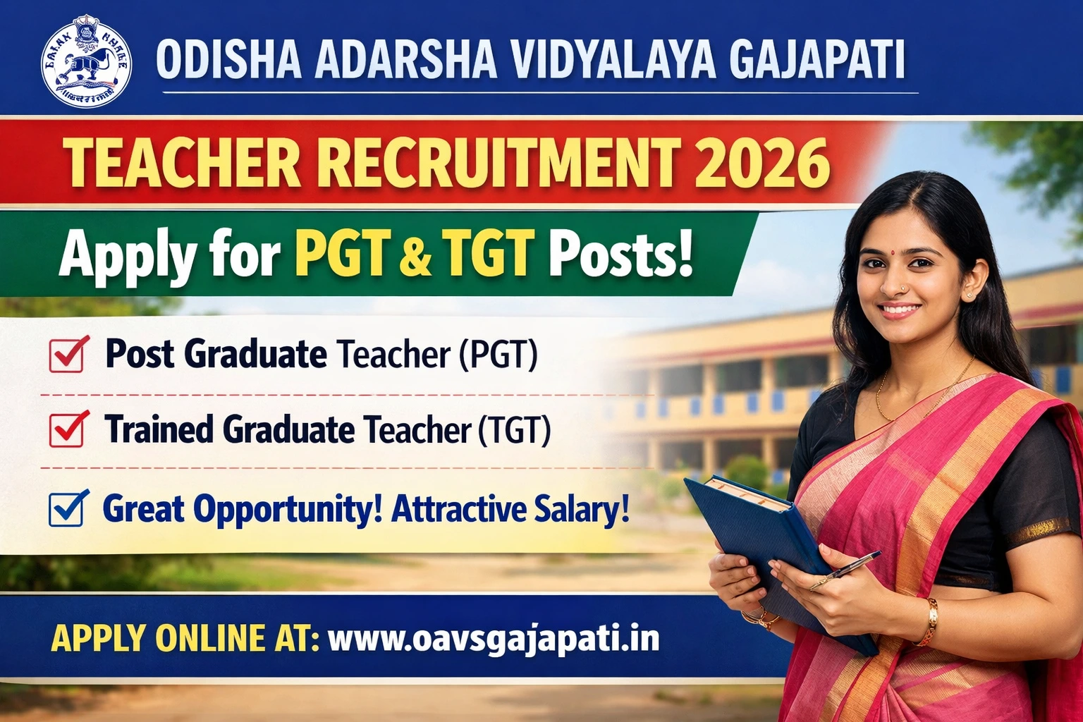 Odisha Adarsha Vidyalaya Gajapati Teacher Recruitment 2026 Apply for PGT & TGT Posts
