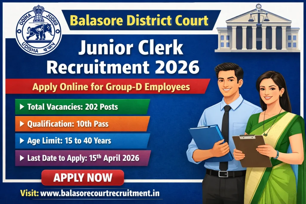 Balasore District Court Junior Clerk Recruitment 2026 Apply Online for Group-D Employees